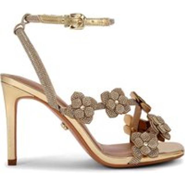Carvela Petalo 3D Crystal Flower Sandals, Gold