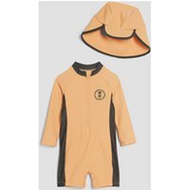 River Island Mini Boys Orange Palm Swim Rashsuit & Hat Set - 3-4 Yrs