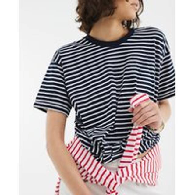River Island Womens Black Stripe Bubble Hem T-Shirt - XS