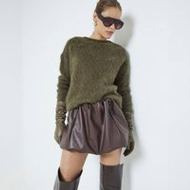 River Island Womens Brown Faux Leather Bubble Hem Mini Skirt