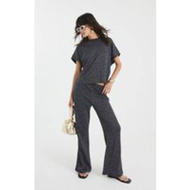 River Island Womens Navy Lurex Ribbed T-Shirt - XL