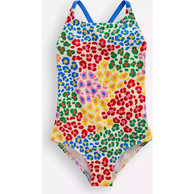 Mini Boden Kids' Selena Multi-Strap Swimsuit, Multi Leopard