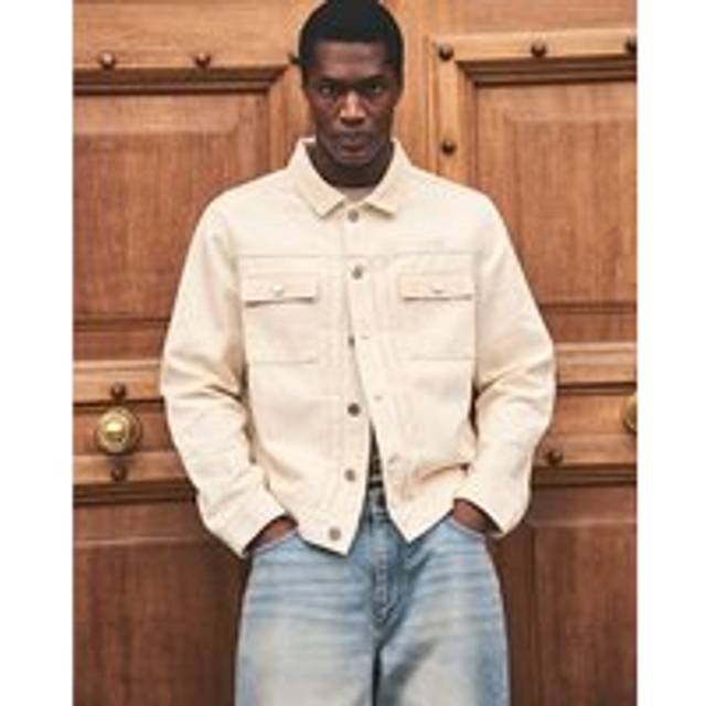 Mens River Island Beige Denim Jacket - L