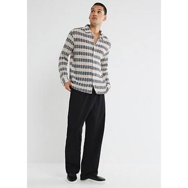 River Island Long Sleeve Crochet Shirt - Cream, Cream, Size M, Men
