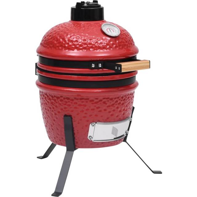 vidaXL 2-in-1 Kamado Barbecue Grill Smoker Ceramic 56 cm Red