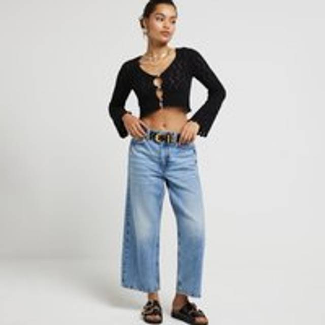 River Island Womens Petite Black Crochet Cardigan - 8