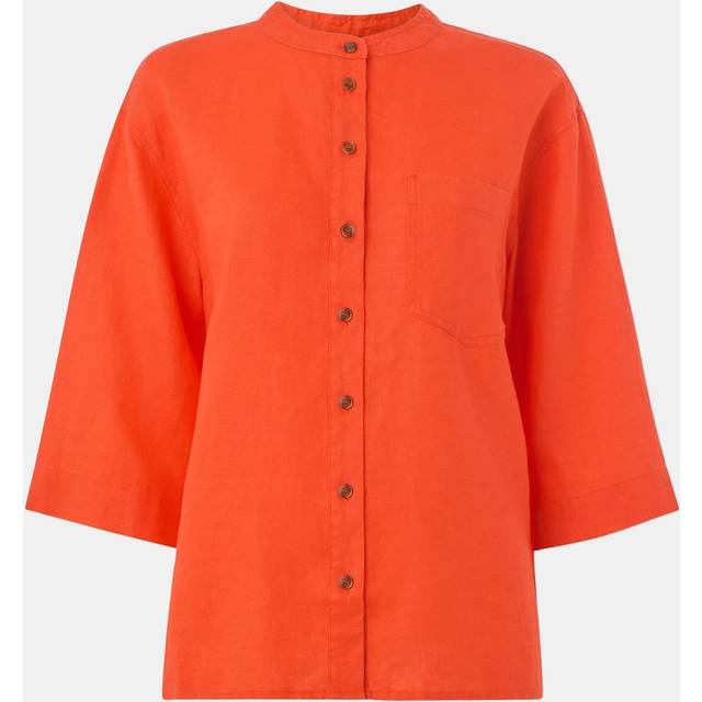 Whistles Pure Linen Grandad Collar Shirt