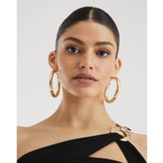 River Island Womens Gold Large Hoop Earrings - One Size