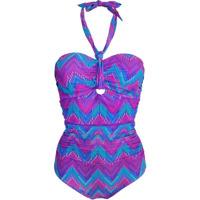 Pour Moi Malibu Halter Strapless Tummy Control Swimsuit, Purple/Multi