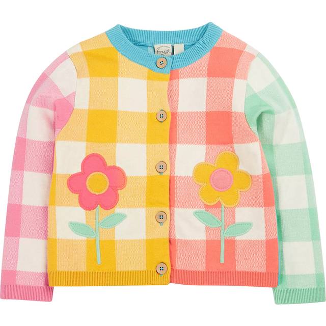 Frugi Kids' Maggie Cotton Long Sleeved Cardigan, Daisy Check