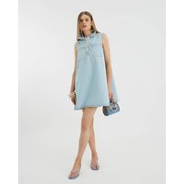 River Island Womens Blue Denim Sleeveless Collared Shirt Dress - 6