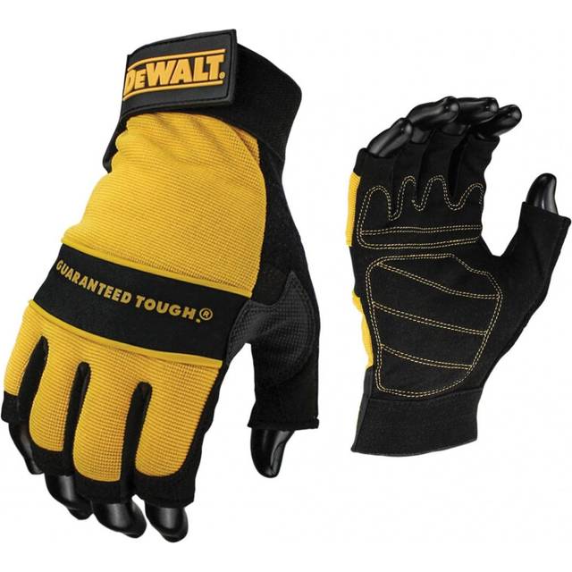 Dewalt Power Tools Fingerless Synthetic Padded Leather Palm Gloves - Large