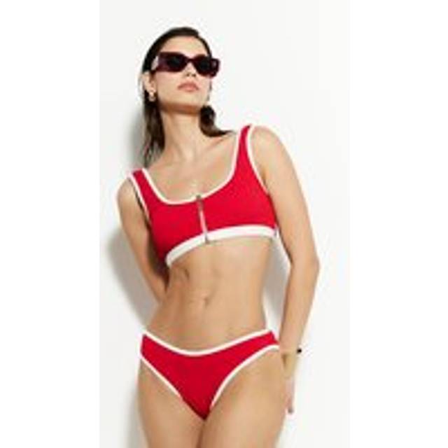 River Island Womens Red Tipped Textured Bikini Bottoms - 10