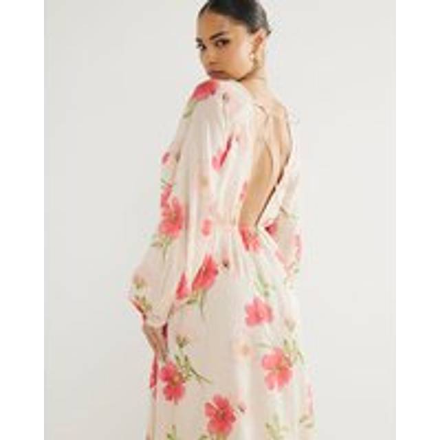 River Island Womens Petite Cream Long Sleeve Floral Maxi Dress - 6