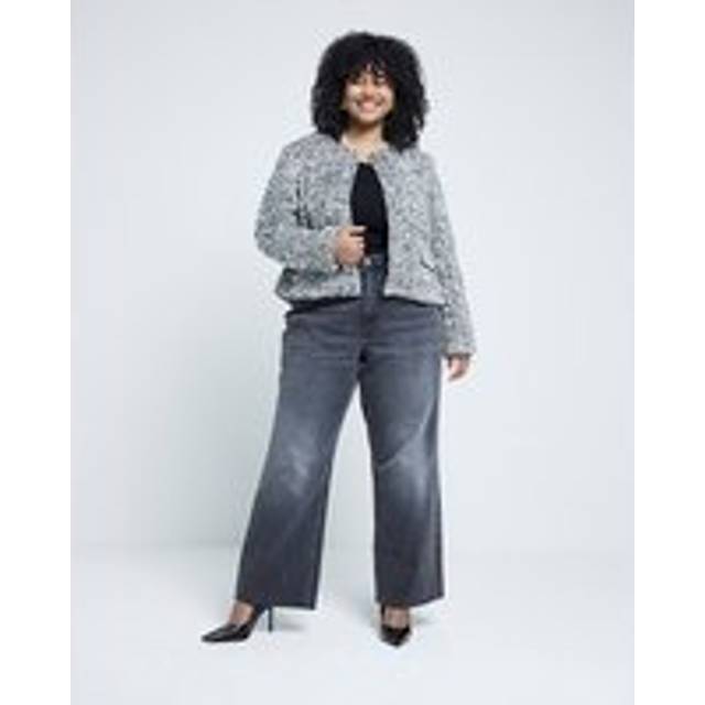 River Island Womens Plus Silver Sequin Collarless Jacket - 20