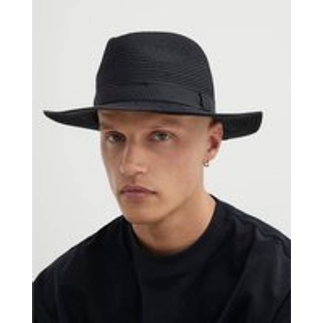Mens River Island Black Straw Fedora Hat - One Size