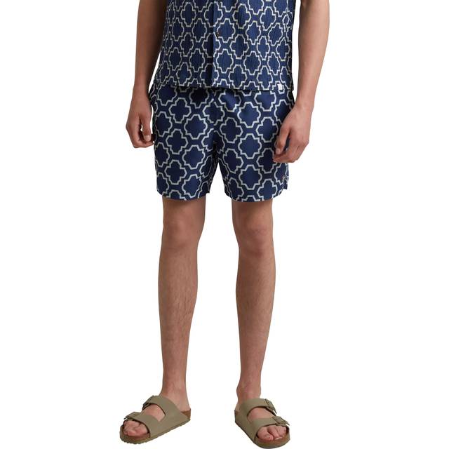 Farah Colbert Medieval Print Swim Shorts- Blue, Blue, Size M, Men