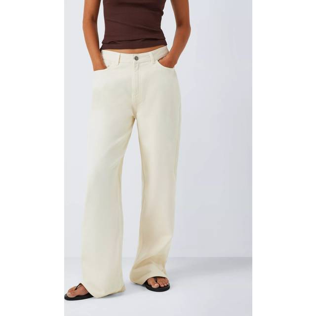 John Lewis ANYDAY Mid Rise Wide Leg Jeans, Ecru
