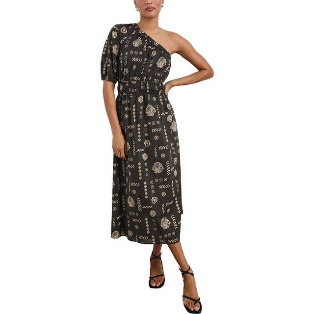 Rails Rome Beach Shells Asymmetric Dress, Black/Brown