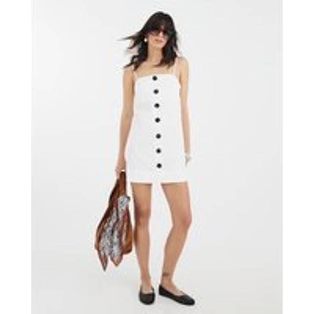 River Island Womens White Sleeveless Button Shift Mini Cami Dress - 6