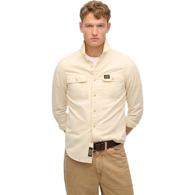 Superdry Workwear Long Sleeve Cotton Shirt, Oyster Grey