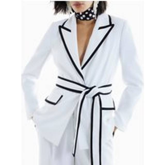 River Island Womens White Contrast Tipping Belted Blazer - 14