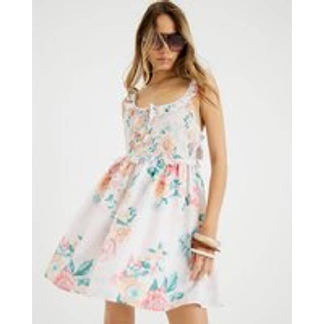 River Island Womens Cream Floral Mini Beach Dress - XS