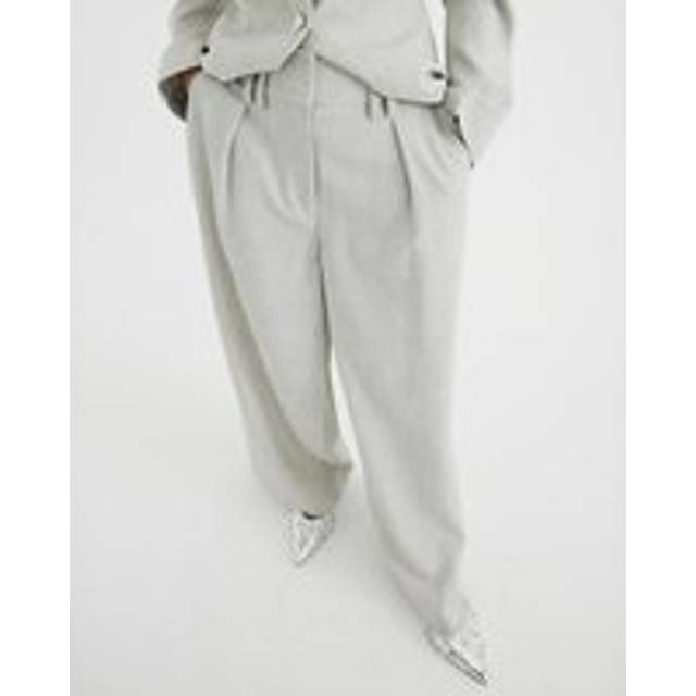 River Island Womens Petite Beige High Waisted Wide Leg Trousers - 10