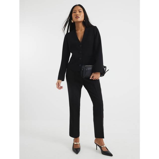 River Island Womens Petite Black Slim Ankle Grazer Trousers - 4