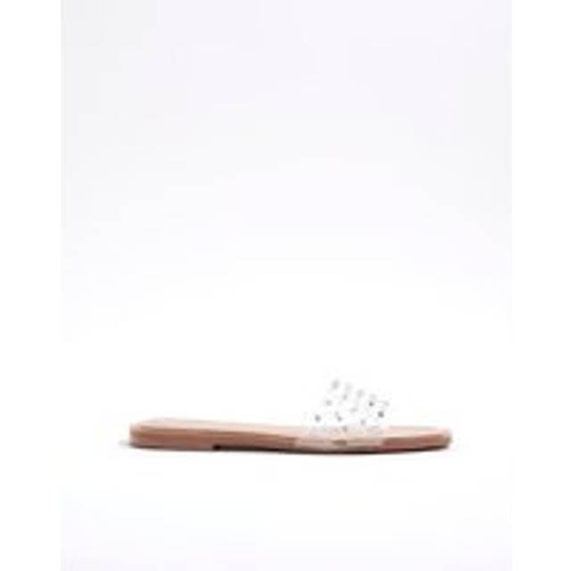 River Island Womens Clear Perspex Laser Cut Mule Sandals - Beige - 7