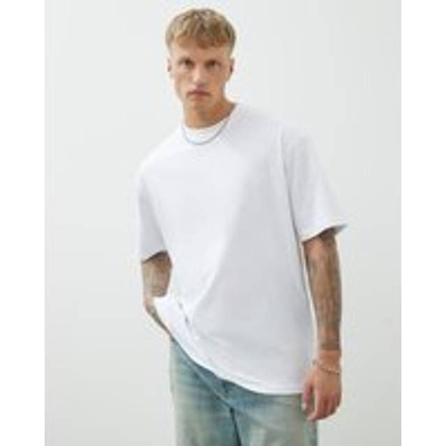Mens River Island White Short Sleeve Oversized Longline T-Shirt