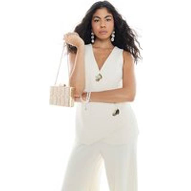 River Island Womens Cream Asymmetric Waistcoat Hybrid Jumpsuit - XS