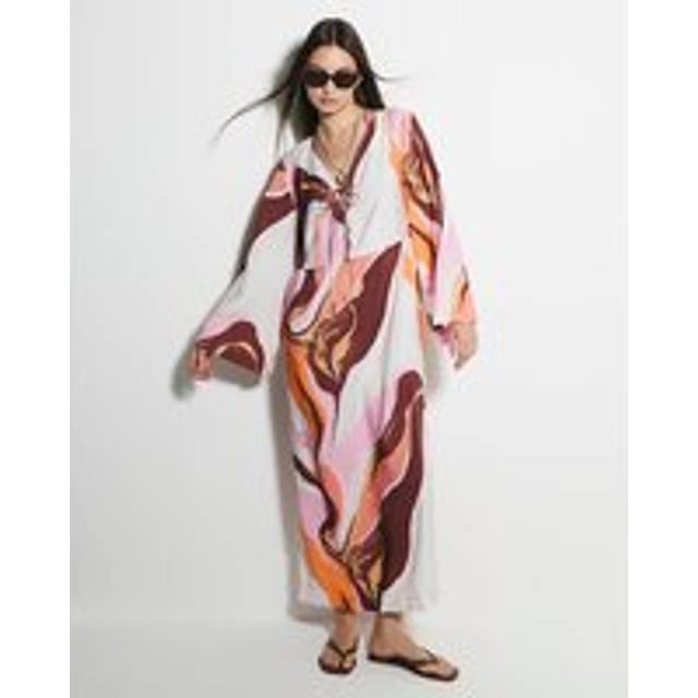 River Island Womens Multicoloured Swirl Print Beach Maxi Dress - Red