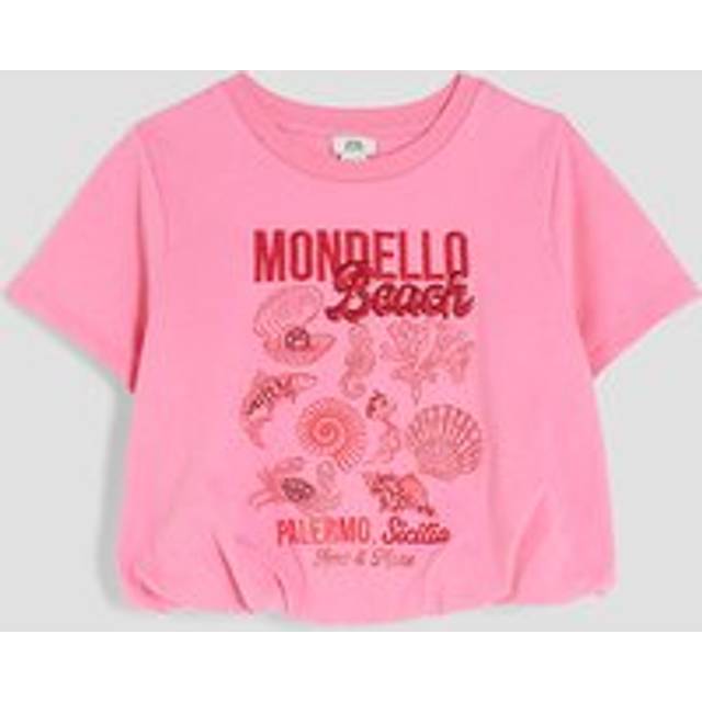 River Island Girls Pink Bubble Hem Sequin Shell T-Shirt - 7-8 Yrs