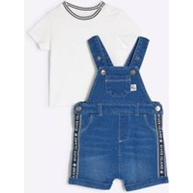 River Island Baby Boys Denim Dungarees T-Shirt Set - Blue, Blue, Size 18-24 Months - 18-24 MONTHS