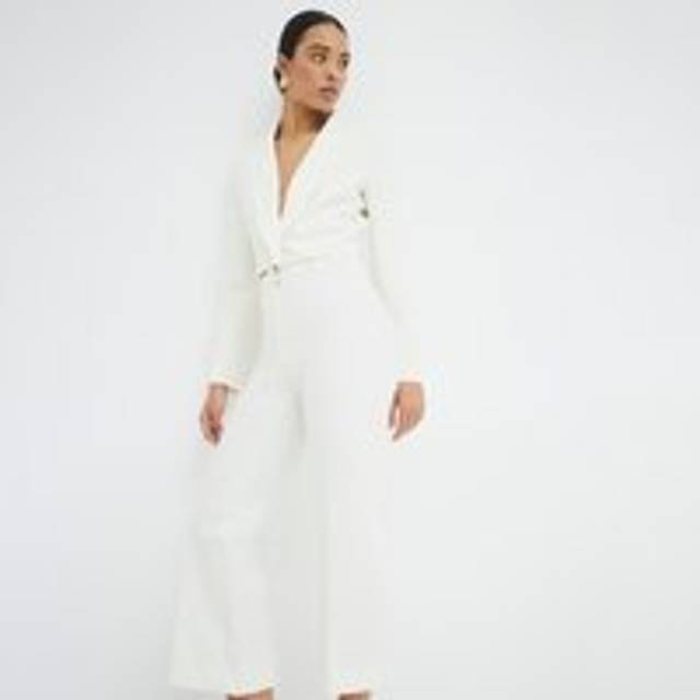 River Island Womens Cream Cropped Flared Trousers - 14