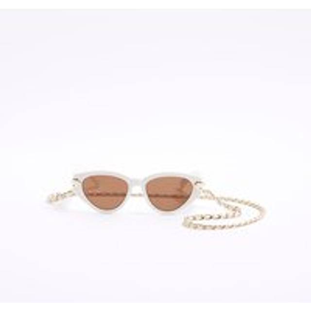 River Island Womens White Sunglasses Chain - One Size