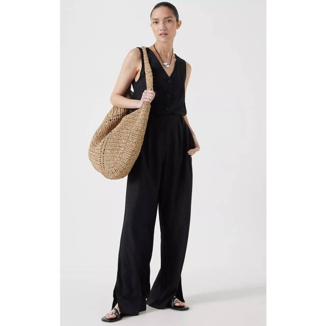 HUSH Waistcoat Linen Blend Jumpsuit, Washed Black