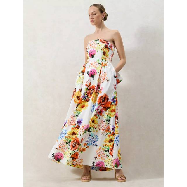 Ro&Zo Annie Garden Floral Bow Detail Dress, White