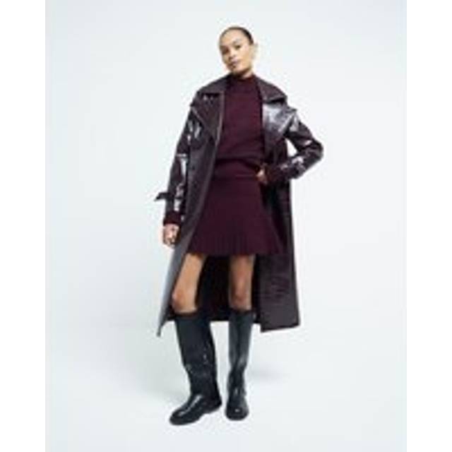 River Island Womens Red Pleated Knitted Mini Skirt