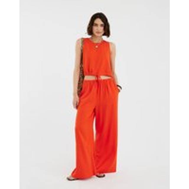 River Island Womens Red Linen Blend Wide Leg Trousers - XS