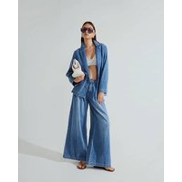 River Island Womens Blue Tailored Wide Leg Jeans - 10R