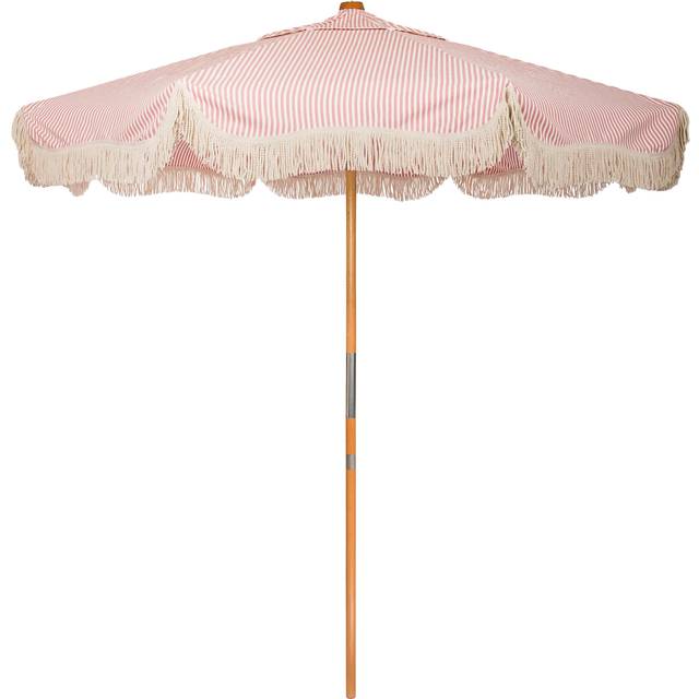Business & Pleasure Co. Lauren's Stripe Market Parasol, 2.4m, Pink