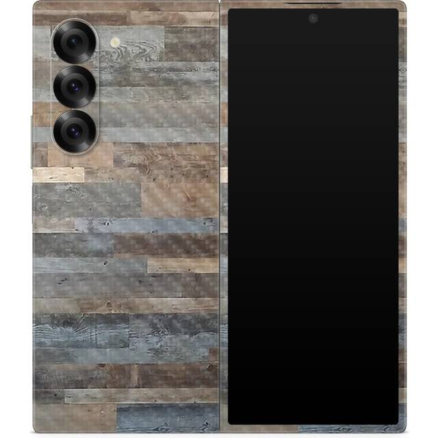 Carbon Fiber Phone Skin Compatible with Samsung Galaxy Z Fold 6 - Gray Wood - Premium 3M Vinyl Protective Wrap Decal Cover - Easy to Apply | Crafted i