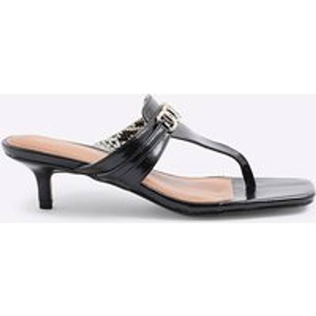 River Island Womens Black Snaffle Detail Toe Thong Kitten Heels - 8