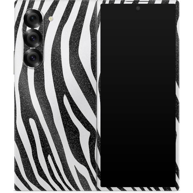 Glossy Glitter Phone Skin Compatible with Samsung Galaxy Z Fold 6 - Black Zebra - Premium 3M Vinyl Protective Wrap Decal Cover - Easy to Apply | Craft