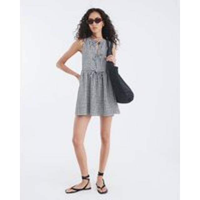 River Island Womens Black Gingham Sleeveless Tie Front Mini Dress