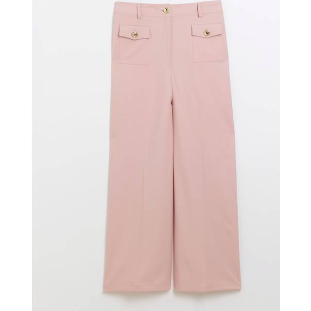 River Island Womens Pink Button Front Straight Leg Trousers - 8