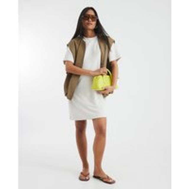 River Island Womens Petite Cream Short Sleeve Mini T-Shirt Dress