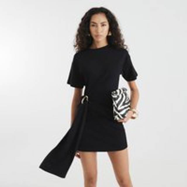 River Island Womens Black Short Sleeve Belted Mini Dress